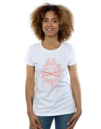 Image of Star Wars Women's Millennium Falcon Christmas Tree Delivery T-Shirt White Medium