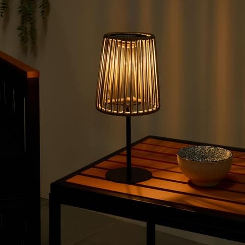 Image of OHS Solar Table Lamps Outdoor Garden Grey, Weather-Resistant Solar Rechargeable Cordless Outdoor Lamps for Patio Balcony with Automatic Dusk Sensor String Light Home Decor Desk Lamp