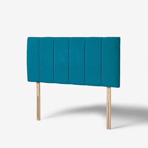 Image of YORKSHIRE HOMEWARE Padded Lined Headboard | Lined Headboards in Plush Velvet Fabric | Bed Bedroom Decor Hotel Furniture (Teal, 3ft Single)