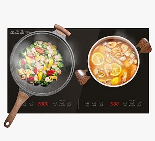 Image of Panana Double Induction Hob, 2 Zones, Induction Heating, Tempered Glass, 3500W, 1750W per Zone, 2 Independent Controls, Adjustable Temperature, 99 Min Timer, Safety Lock