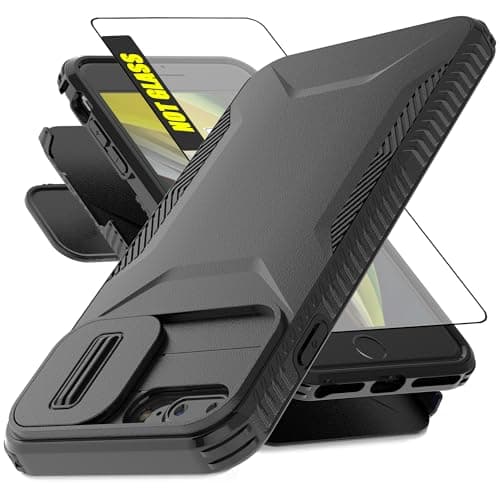 Image of AWZHYDT for iPhone 8 Plus,iPhone 7 Plus Case,with 1 HD Screen Protector & Slide Camera Cover[Military-Grade]Phone Case Heavy Duty Rugged Shockproof Protective Cover for iPhone 8/7 Plus 5.5"-Black
