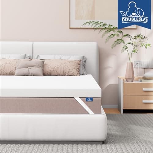 Image of Doubleslee 4 Inch Memory Foam Mattress Topper Single Bed, Gel-Infused Cooling Orthopedic Mattress Topper for Back Pain Relief, Washable Cover with Elastic Straps 90x190x10cm