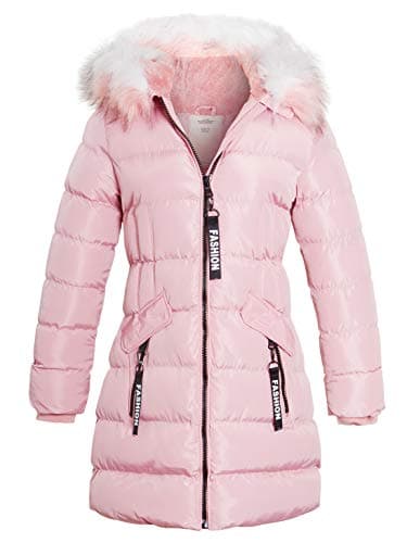 Image of SS7 Girls Padded Parka Coat Faux Fur Fleece Lined Jacket Age 3 4 7 8 9 10 11 12 13 (Age 11/12, Pink)