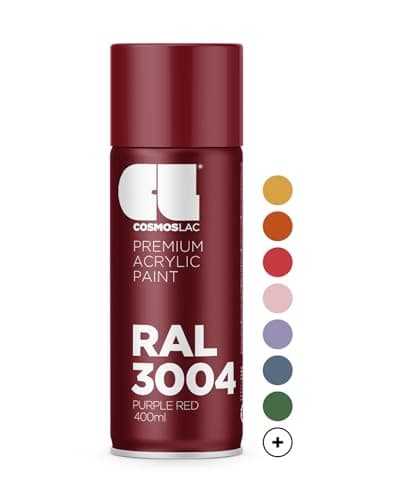 Image of Cosmos LAC Acrylic Paint Spray Can in Many RAL Colours, 400 ml Spray Can Perfect for DIY, Upcycling and Other Painting Work RAL 3004 PURPLE RED N464