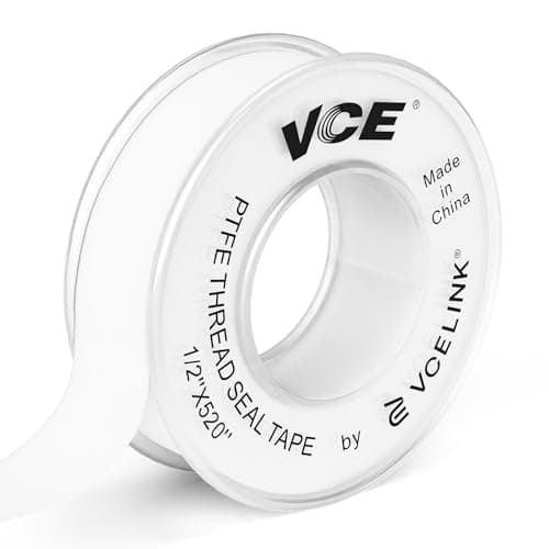 Image of VCE 1 Pack PTFE Tape, Plumbers Tape with Snap-On Cover, Premium Teflon Sealing Tape to Stop Leaks for Bathroom, Kitchen and Garden Threaded Pipe Fittings, 12mm x 13m