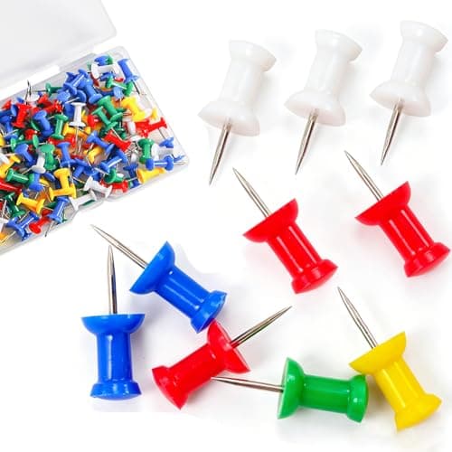 Image of Multicolor Push Pins for Pinboard - 150 Drawing Pins with Storage Box, Thumb Tacks Cork Board Pins for Noticeboards Notice Pinboard Bulletin Board - Strong Grip Map Pins - School & Office Use