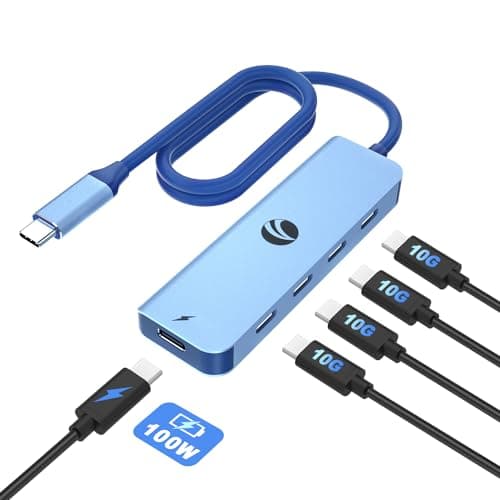 Image of VCOM 10Gbps USB C Hub, Usb C Splitter with 4 Type C Data Ports, 100W USB C Multiport Adapter Compatible with MacBook Pro/Air, Surface Pro, Dell, HP, Microsoft(Blue)