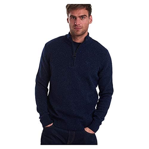 Image of Barbour Tisbury Navy Wool Half Zip Sweatshirt (Colour : Blue Size : Medium)
