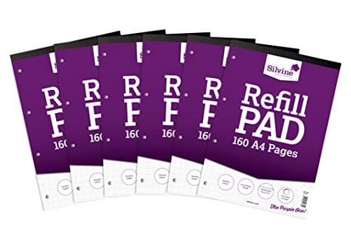 Image of Silvine A4 Refill Pad - 2/10/20 mm Graph (160 Pages) Pack of 6
