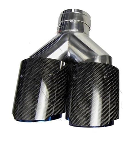 Image of Dual Exhaust Pipes For VW For Golf 1PCS Dual Carbon Fiber + Stainless Steel Burnt Blue Universal Auto Car Exhaust Tip Double End Pipe Automobile Tailpipe(Left in60-out89mm)