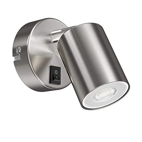 Image of ledscom.de Wall spot WAIKA, Single Light, with Switch, GU10, Chrome matt, incl. GU10 LED lamp (Warm White, 5,473W, 468lm, 30°)