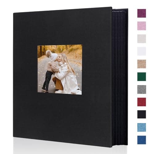 Image of Miaikoe Photo Album 6x4 400 Pockets Slip in Large Capacity Album for Family Wedding Anniversary Linen Album Book Holds 400 Vertical 10x15cm Photos(400 Pockets, Black)