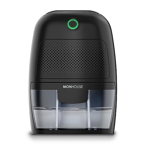 Image of MONHOUSE Dehumidifier 600ml Portable, Compact & Quiet Moisture Absorber - Mini Air Dehumidifier for Home, Bedroom Damp, Car, Office, Garage, Caravan & Basement - Electric Mould Remover - Black