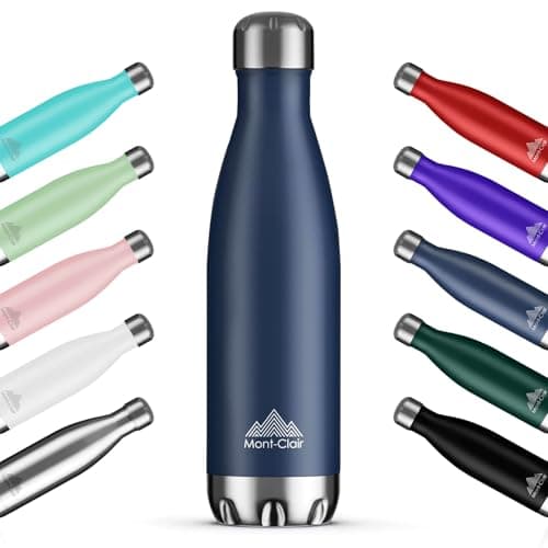 Image of Mont-Clair H2O Stainless Steel Water Bottle, Vacuum Insulated - BPA Free, 12h Hot & 24h Cold Drinks, Metal Water Bottle 750ML Leakproof, Ideal for Adult, Kids, Running - Dark Blue