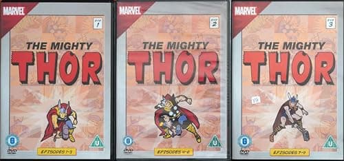 Image of THE MIGHTY THOR 1-3 COMPLETE ANIMATED MARVEL COLLECTION / 1. DVD1 EPISODES 1-3 / 2. DVD2 EPISODES 4-6 / 3. DVD3 EPISODES 7-9 = ULTIMATE 3x DVD UK SET