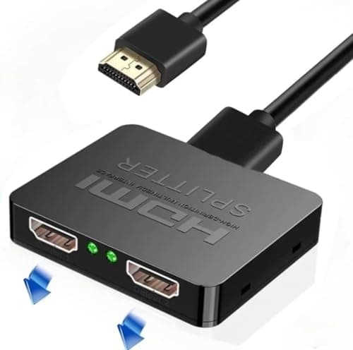 Image of HDMI Splitter 1 in 2 Out 4K 3D HDMI Distributor Adapter Cable 1 to 2 Way Box Hub Cable 1x2 HDCP2.2 for Xbox, PS4/3, Blu-Ray Player, DVD, HDTV