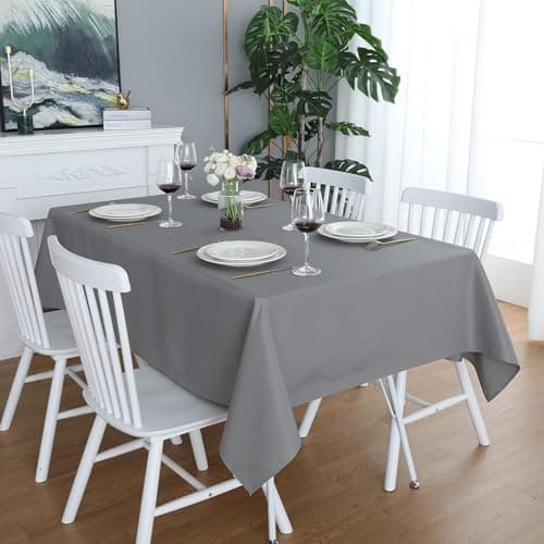 Image of LivinEase Rectangular Tablecloth 140x200cm – 250 GSM Cotton Blend Grey Table cloths for 4 to 6 Seater Table - Linen TableCloth Ideal for Christmas, Parties, Halloween and Every Occasions