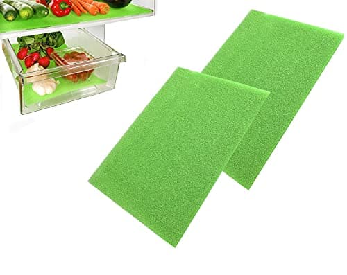 Image of Fridge Liner Mats Pack of 2 – Antibacterial Anti-Mould Refrigerator Drawer Pads, Washable Fresh Food Saver Liners for Salad Drawer, Kitchen, Cabinet & Storage Use