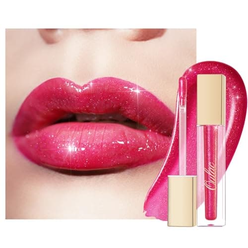 Image of Oulac Red Pink Lip Gloss High-shine Moisturizing Lip Gloss Oil Colorful Shade Liquid Lipstick Non-stick Cup Glitter lipstick Lip Tint Reduce Fine Lines Lip Glaze For Dry Lip C13