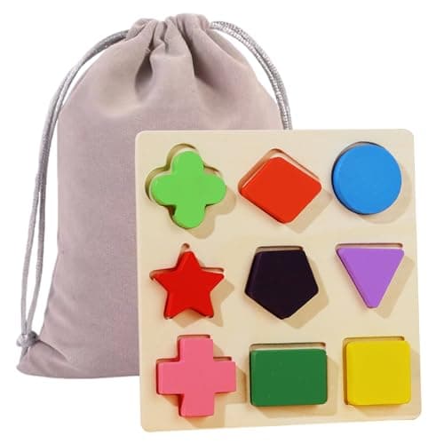 Image of VBRHFRIF 1 Puzzle, 1 Storage Bag, Shape Sorter, Children'S Learning Toys, Educational Toys, Puzzle Blocks, Geometric Panel, Shape Matching Puzzle Board