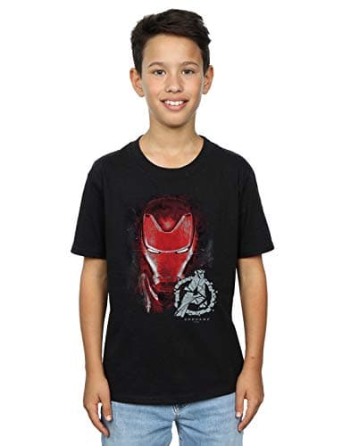 Image of Marvel Boys Avengers Endgame Iron Man Brushed T-Shirt Black 7-8 Years