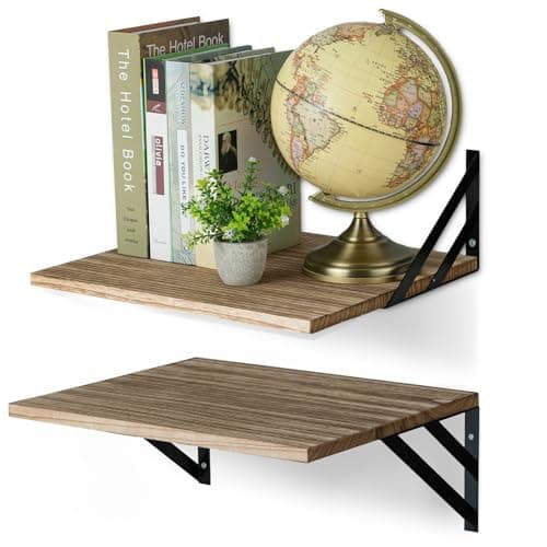 Image of Walasis 12 Inch Deep Floating Shelves for Wall: Large Wood Wall-mounted Storage Shelf for Bathroom Bedroom Kitchen Living (Light Brown)