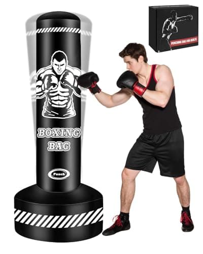 Image of Punching Bag for Adults, 180cm Free Standing Boxing Bag Inflatable Heavy Punch Bag with Stand Kickboxing Bags for MMA Muay Thai Fitness Women Men Training Equipment