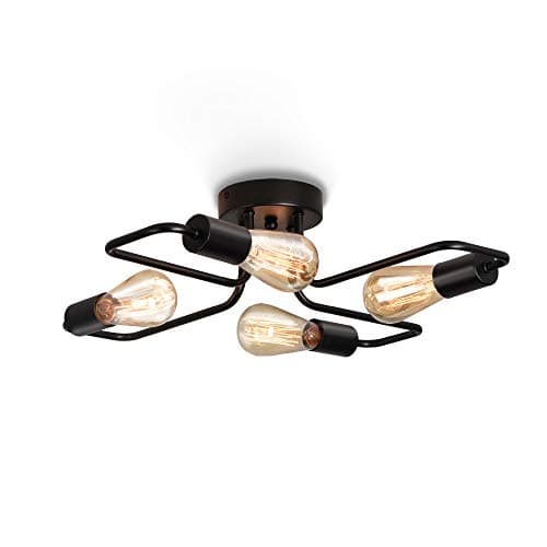 Image of ENCOFT Sputnik Ceiling Light 4 Lights Black Chandelier Semi-Flush Mount E27 Vintage Ceiling Light for Living Room Bedroom Dining Room Kitchen