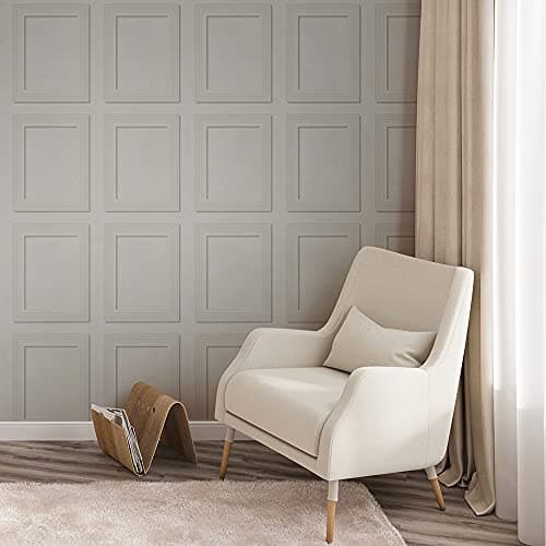 Image of Edwardian Square Panel Paintable Luxury Vinyl Wallpaper - White - Anaglypta RD8245