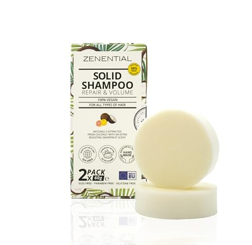 Image of Solid Shampoo, 2 Pack 60g - Repair and Volume - For All Types of Hair - 100% Vegan and Biodegradable. Sulphate and Paraben Free - by Zenential