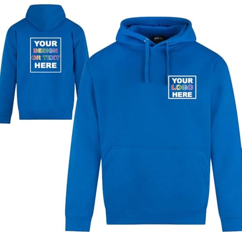 Image of Custom Hoodie, Personalised Hoodie, Add your Logo Design Text, Front and Back Print, Unisex, Pullover, Pouch Pocket, Multiple colour options, Printed Workwear Uniform