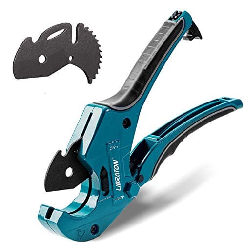 Image of Libraton Pipe Cutter, Plastic Pipe Cutter 42mm, PVC Cutter with Replacement Blade, Pipe Cutting Tool with Ratchet Drive for Cutting PEX, PVC, PPR Plastic Hoses and Plumbing Pipe