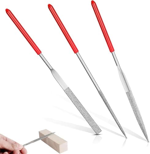 Image of 3 Pcs Diamond Needle File, Miniature and Model Files, Small Metal File Set of Round File, Mini Needle Jewelry File Set for Jewelers Glass Wood Carving Craft