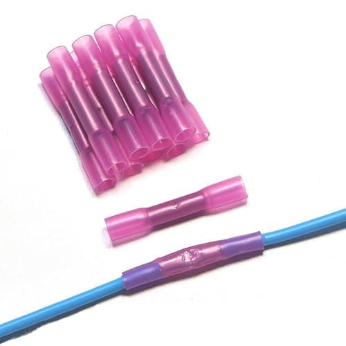 Image of 20 Pieces Heat Shrink Butt Connectors Kit,22-16 AWG Waterproof Cable Connector BHT1.25,Wire Crimp Terminals Butt Splices,Insulated Electrical Wire Connectors-Red