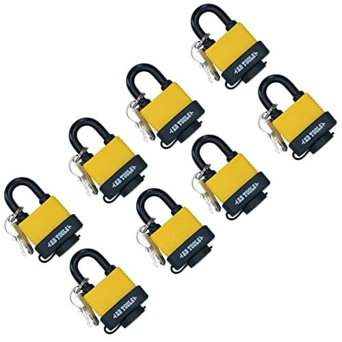 Image of 4 Keyed Alike 40mm Water Resistant Waterproof Padlocks 8 Locks 16 Keys Security