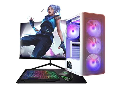 Image of ASC TECHNOLOGY Gaming PC Desktop Computer Bundle, i7-3770 3.90GHz, 16GB RAM, GT 730 2GB, 256GB SSD + 1TB HDD, 500W 80+ PSU, White 6 Fan RGB Case, WiFi, Windows 11, 22" Monitor