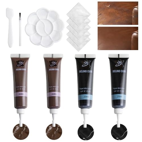 Image of LHOEST Leather Repair Kit Black Brown Vinyl Leather Filler Repair Scratch with Accessories Tools 2 Colour Leather Restorer for Sofas Car Seats Bags Furniture Jackets