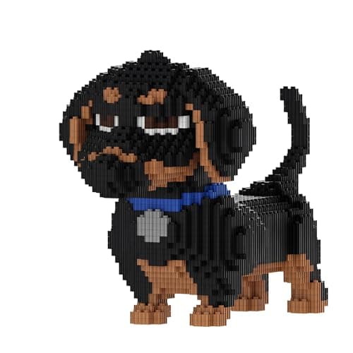 Image of Dachshund Mini Building Blocks Set for Adults, Creative Dog Micro Building Kits, Cute Animal Bricks Model Toys, Home Office Decor, Gifts for Pet Lovers and Teenagers, 2000+ PCS