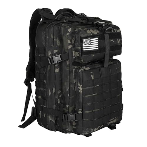Image of WOLT | Tactical Backpack for Men 45L Military Backpack Large 3 Day Molle Assault Pack Rucking Backpack for Survival Hiking, Camouflage Black
