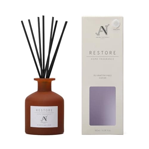 Image of Aroma Naturals Aromatherapy Reed Diffuser 180ML Brown Glass Vessel, Home Fragrance Air Fresheners Last up to 24 weeks, Restore Scent