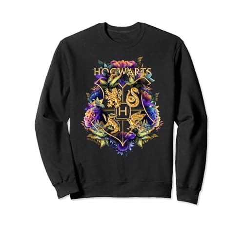 Image of Harry Potter Hogwarts Multi-Colored Floral Crest Sweatshirt