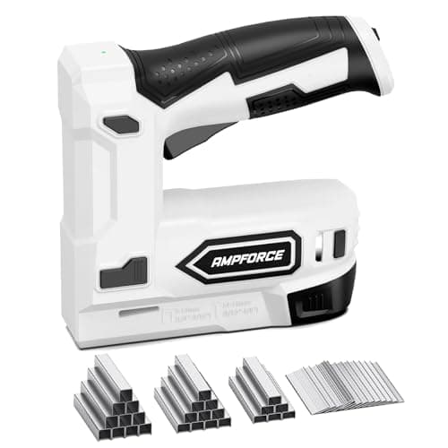 Image of AMPFORCE Electric Staple Gun, 2 in 1 Lithium-ion Electric Stapler, 4V Cordless Brad Nailer Kit with Staples Nails, USB Charger, Power Tacker for Upholstery, Material Repair, Carpentry, DIY
