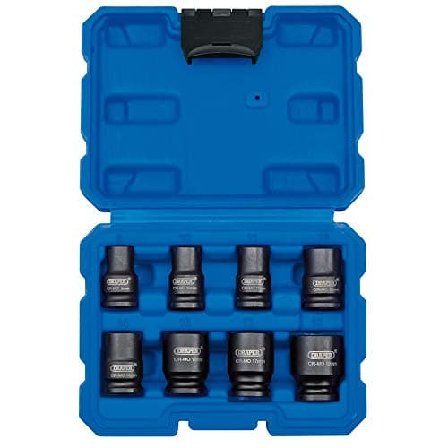 Image of Draper 83089 3/8" Square Drive Metric Impact Square Socket 8 Piece Set,Blue
