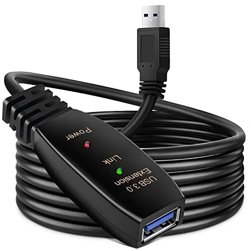 Image of USB Extension Cable, USB 3.0 Active Repeater Male to Female Extra Long USB Extender Lead, USB Cable with Signal Booster for Printers, Keyboards, Game Consoles, Speakers, Scanners, Headsets (10m)