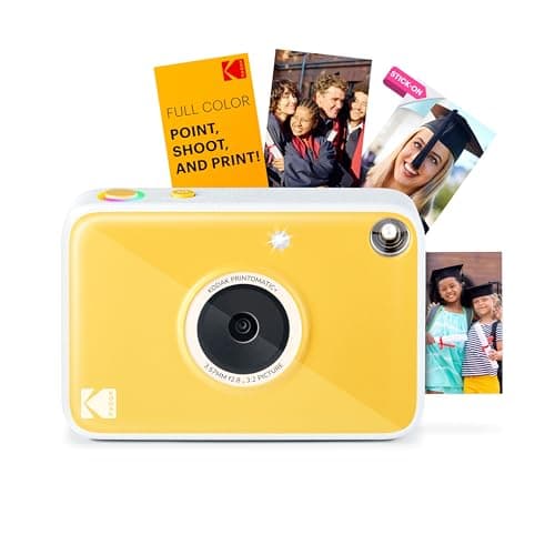 Image of KODAK Printomatic+ Instant Print Digital Camera (Yellow) 10MP Portable Camera with Interactive RGB LED Status Indicator, Prints Full-Color Photos on Zink 2x3” Sticky-Backed Photo Paper - Easy & Fun