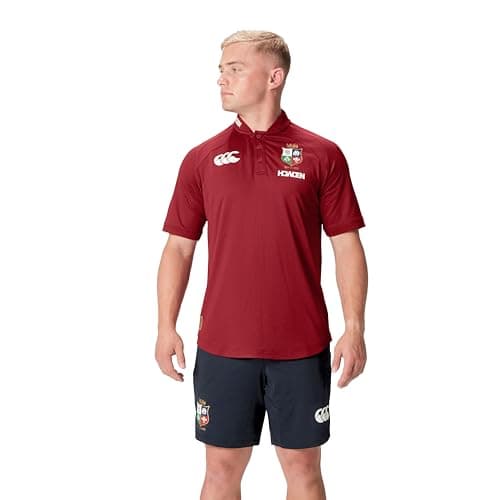 Image of Canterbury Men's Official British & Irish Lions Polo Shirt | Breathable | Moisture Wicking, Red Dahlia, XL