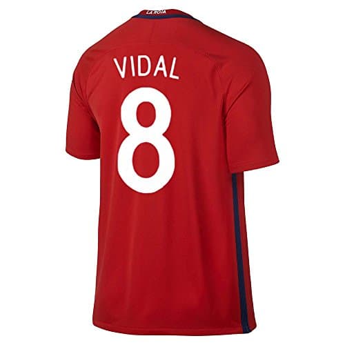 Image of 2016 Champions Chile 8 Arturo Vidal Home Football Soccer Jersey in Red, Men, Red