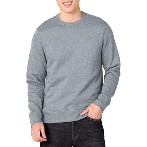 Image of Amazon Essentials Men's Fleece Crew Neck Sweatshirt (Available in Big & Tall), Light Grey Heather, M