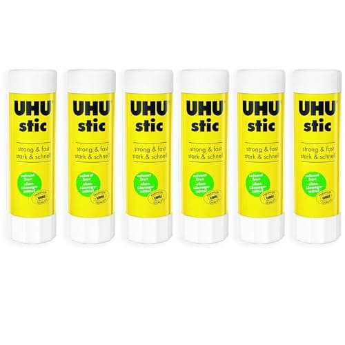 Image of UHU Stic Glue Stick - Solvent Free - Clear Application - 40G - Pack of 6