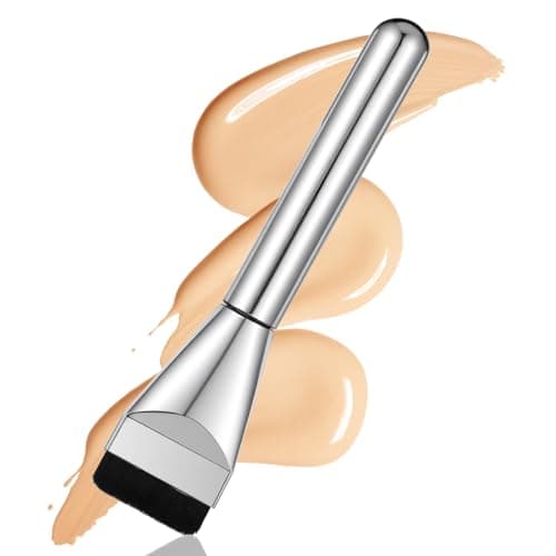 Image of 1 Pack Flat Foundation Brush, 14 cm Premium, Ultra-Thin Angled Design, Vegan Bristles, Buildable Coverage, for Liquid and Cream Makeup, Blending, Facial Mask, Fast Flawless Application (Silver)